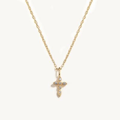 Cubic Zirconia Cross Pendant Women Chain Choker Necklace Sterling Silver 925 Gold Color Fashion Punk Party Jewelry Gifts