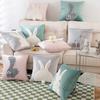 2Pcs Easter Plush Rabbit Embroidered Pillowcase Rabbit Pattern Decorative Throw Pillowcase for Sofa Couch Home Decor 45x45cm