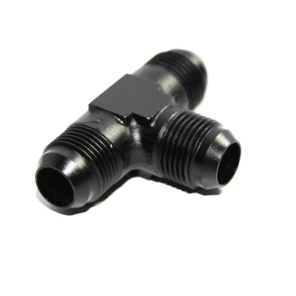 AN4 AN6 AN8 AN10 AN12 Male to 2x AN Male 3-Way Tee T-Piece Fitting Adapter Black