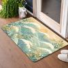 Vintage Green Ocean Wave Entrance Doormat Floral Branch Anti Skid Rug Minimal East Entryway Floor Mat