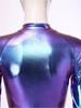 Men Disco Dance Jumpsuit Metallic Shiny Mock Neck Long Sleeve Short Leg Bodysuit Swimwear Clubwear for Gymnastics Stage
