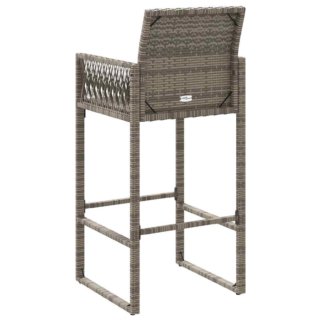 Garden Bar Stool Set 2 pcs Grey Poly Rattan