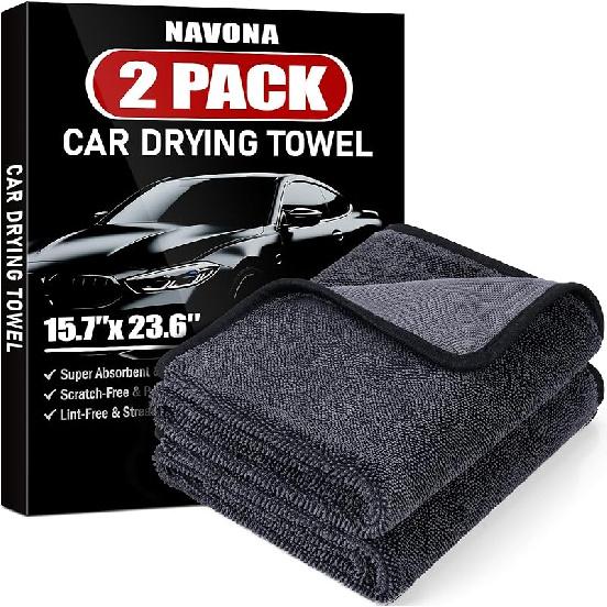 2-Pack Medium Size (23.6  X 15.7 ) Microfiber Towels, 600GSM Ultra Absorbent Car Drying Towels — Scratch-Free, Streak-Free, Lint-Free, Perfect For 2pcs