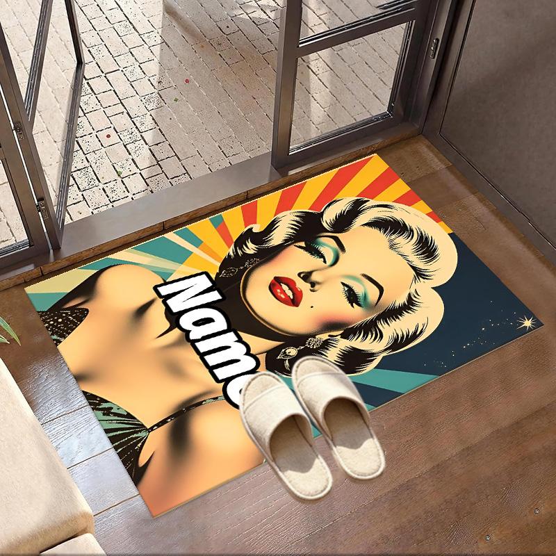 Custom Name Personalized Marilyn Monroe Print Carpet, Versatile Home Decor Rug, for Playroom, Apartment, Balcony, Entryway, Hallway Gift