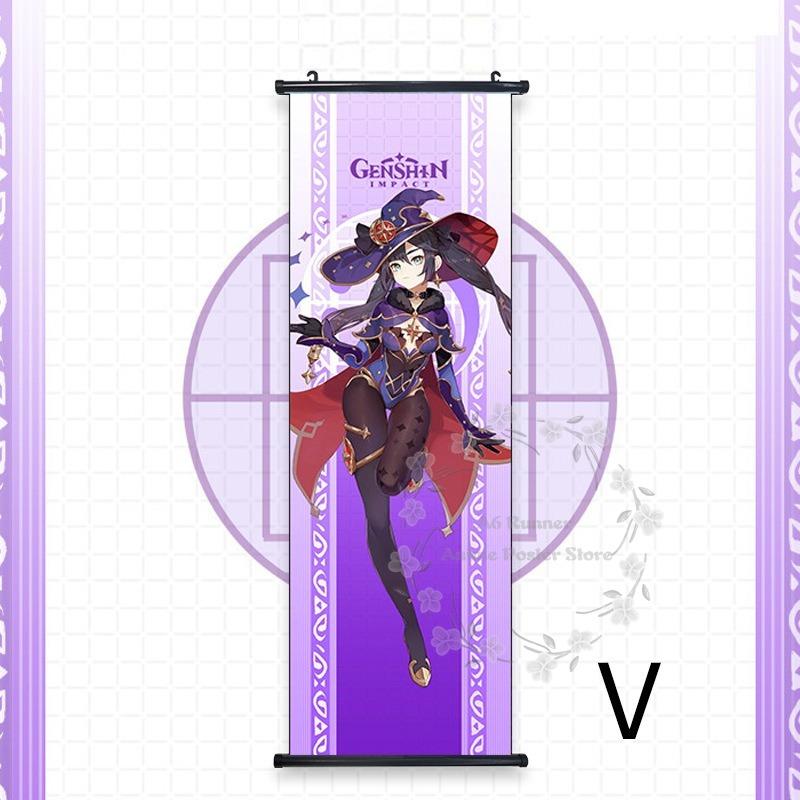 Impact Genshin Scroll Hanging Painting Anime Character Bedroom Decoration Painting Comic Exhibition Two-Dimensional Poster