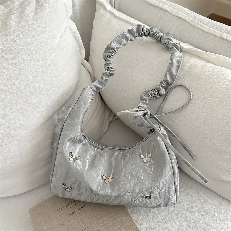 Butterfly Large-Capacity Bag Autumn Shoulder Armpit Bag Fashion Foreign Commuter Pleated Messenger Bag