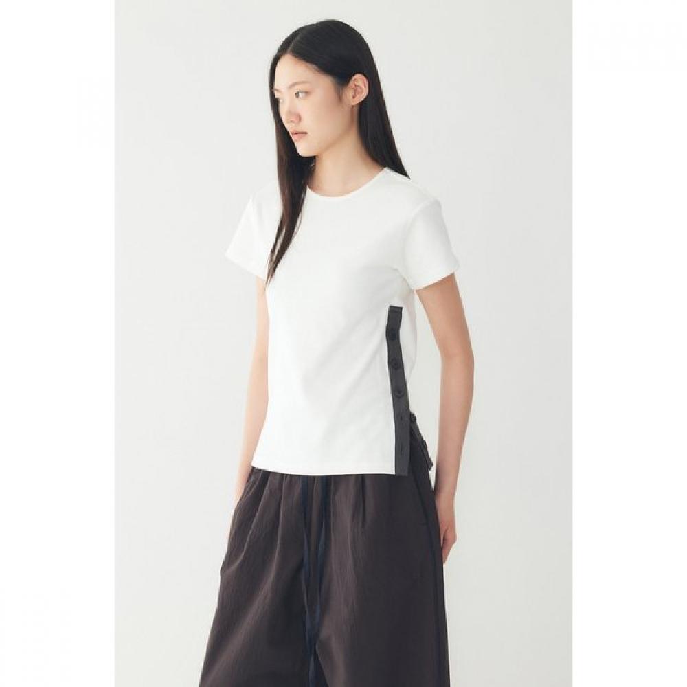 STUDIO TOMBOY BuTTon DeTail Ribbed ShorT Sleeve T shirT 9106222205ar