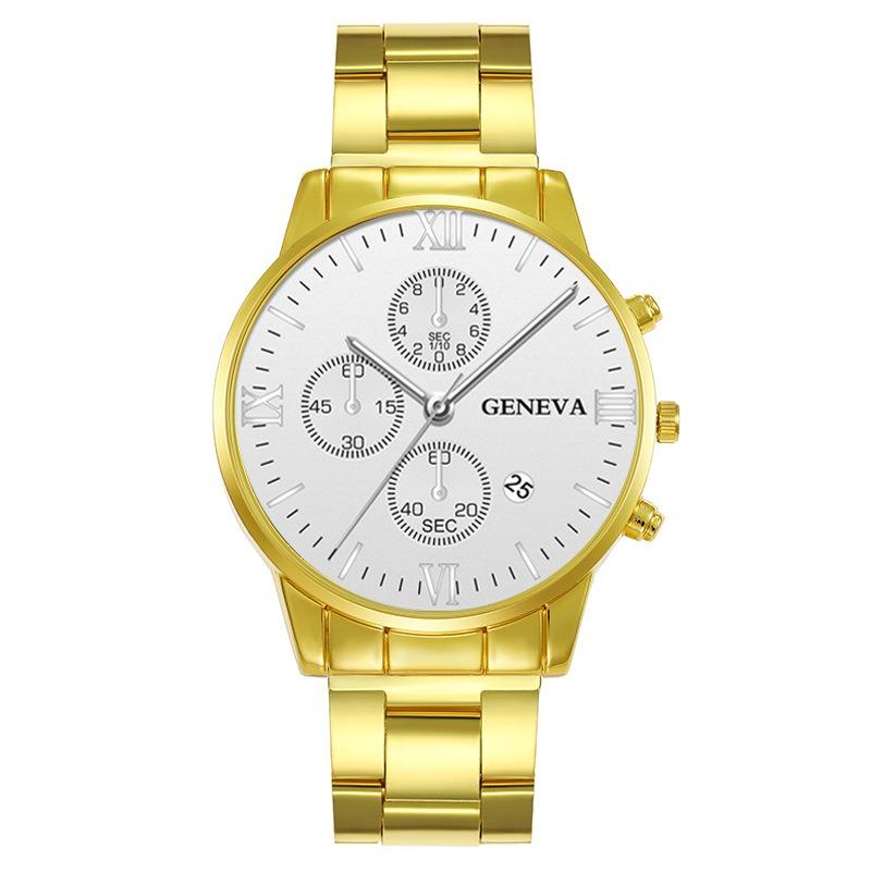 Men's Watch Fashion Three-eye Calendar Pattern Steel Belt Men's Watch Men's Watch Quartz Watch