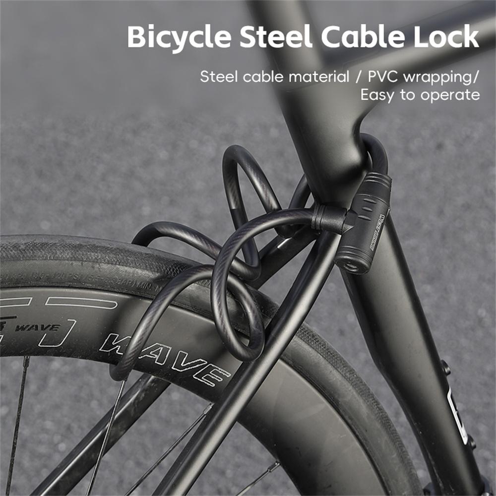 WEST BIKING YP0705113 Bicycle PVC Steel Cable Lock Anti-Theft Thickened MTB Road Bike Lock