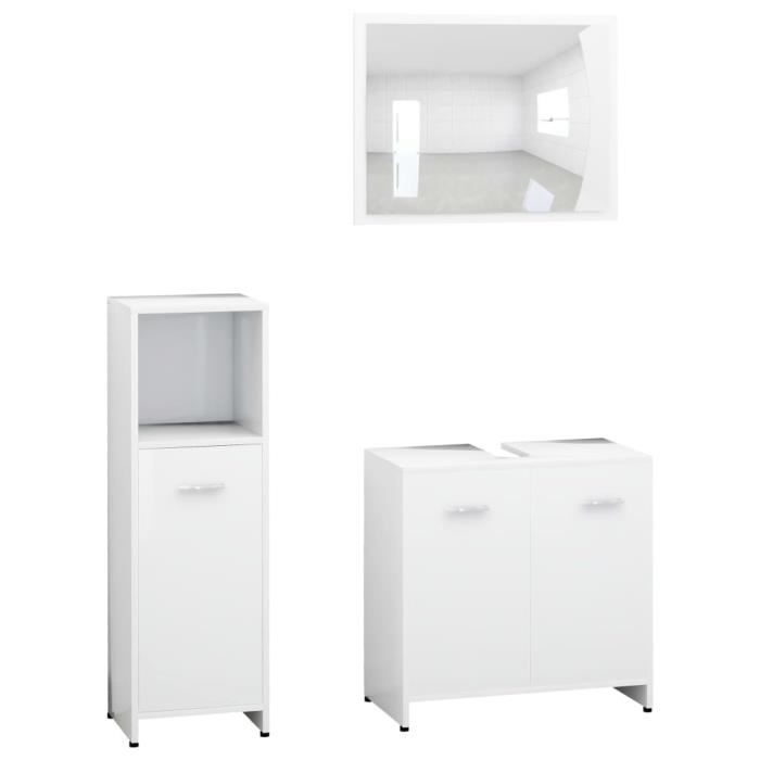 VidaXL Ensemble de meubles de salle de bain 3 pcs Blanc Aggloméré