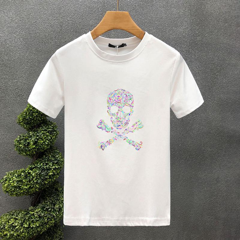 High Quality Style Luxury Brand Cotton Bone Print Couple Tees Summer Harajuku Men/Women Short Sleeve T-shirt Asian Size S-5XL