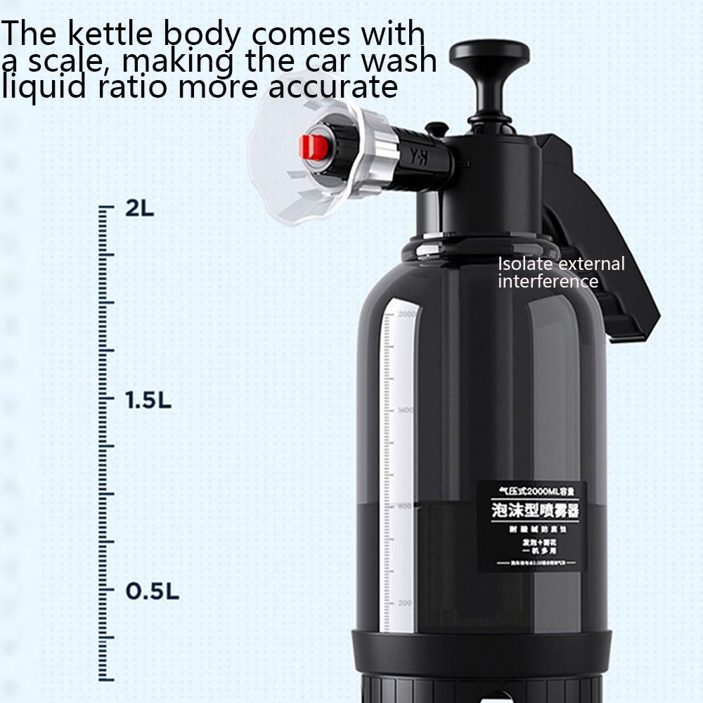 2L ręczna pompka do piany, ręczna pneumatyczna armata pianowa, piana śnieżna, butelka ze spryskiwaczem do mycia szyb samochodowych z 2 dyszami