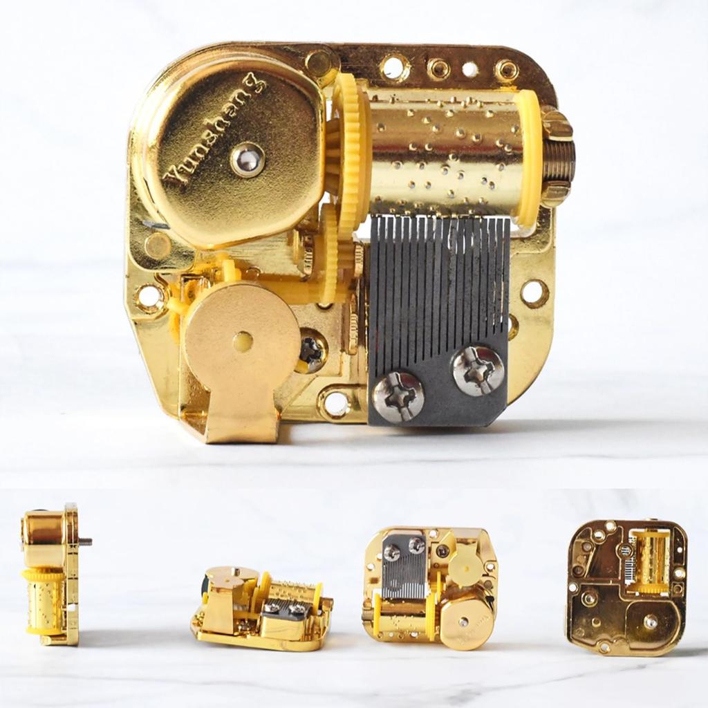 Music Box Mechanism, 18-Note Wind-Up Clockwork Movement for DIY Music Boxes and Figurines, Gold Metal Silver Plated, Beauty and the Beast Style