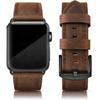 Leather Bracelet Compatible with Apple Watch - PARMPH - 42/44/45 Mm - Retro Vintage - Top-grain Leather - Stainless Steel Buckle