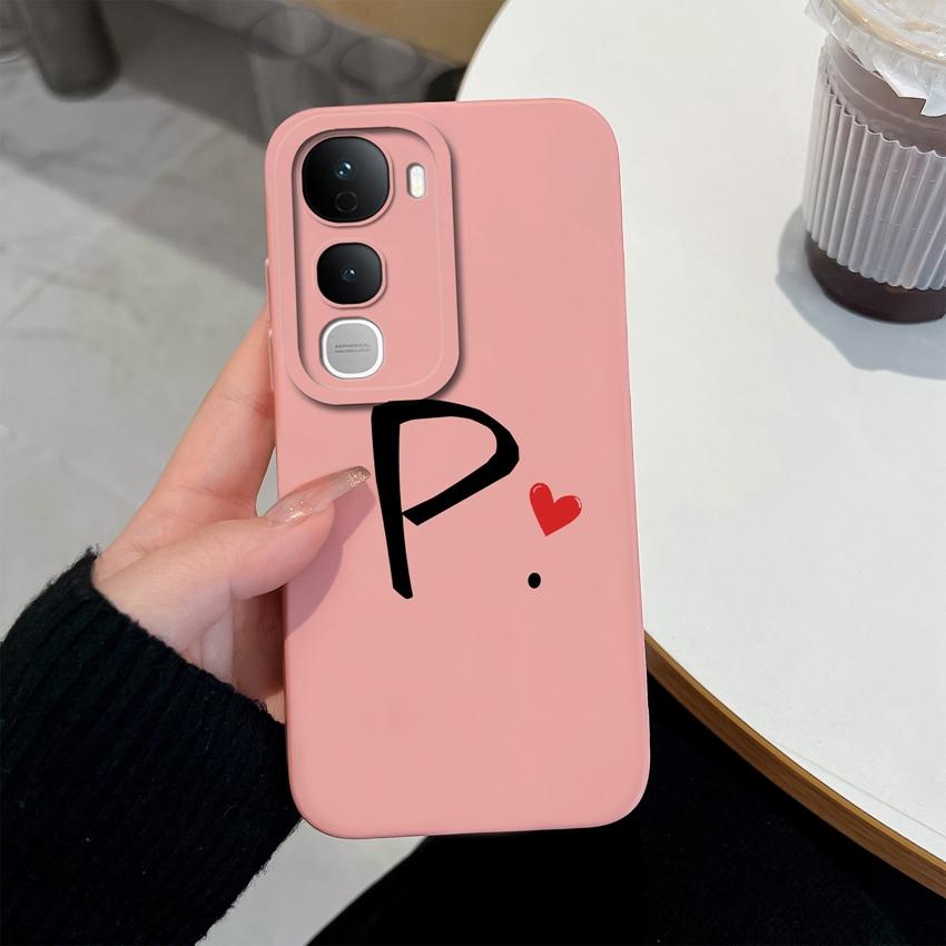 For Vivo Y400 Pro Y100 Y200e Y02 Y03 Y04 Y28 Y29 Y29S Cute Art Letter Phone Case Lens Protection Liquid Silicone Shockproof Soft Covers For Vivo Shell