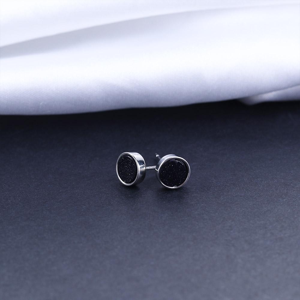 Zinc Zinc Alloy Delicate Black Agate Stud Earring Fashion Jewelry Korean Style Earrings Earrings for Men
