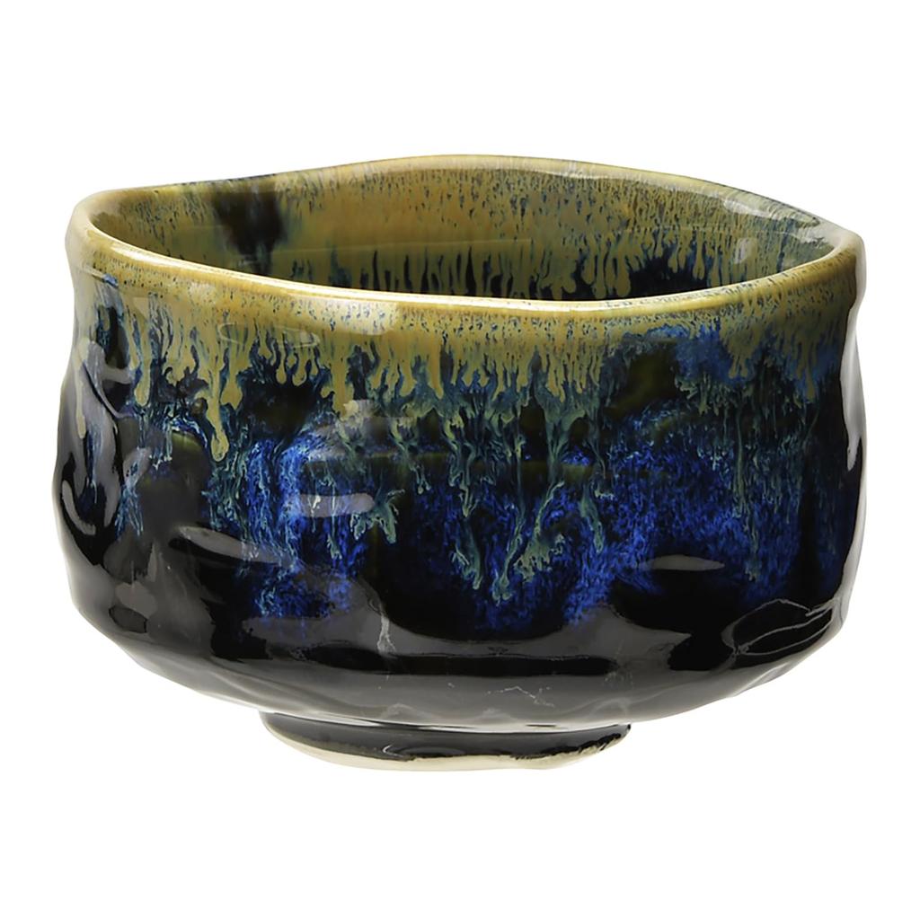 Mino Ware Matcha Bowl Gift Set In a Wooden Featuring and Navy Approximately Matcha Tea Tea and a Set of Four Seasons from Yamakatsu Mino Made In Box,