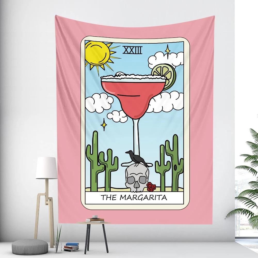 

Бокал для вина Бутылка с посланием Девочка Настенное украшение для офиса Гостиная Гобелен Домашнее украшение для стен Гобелен 100x75cm