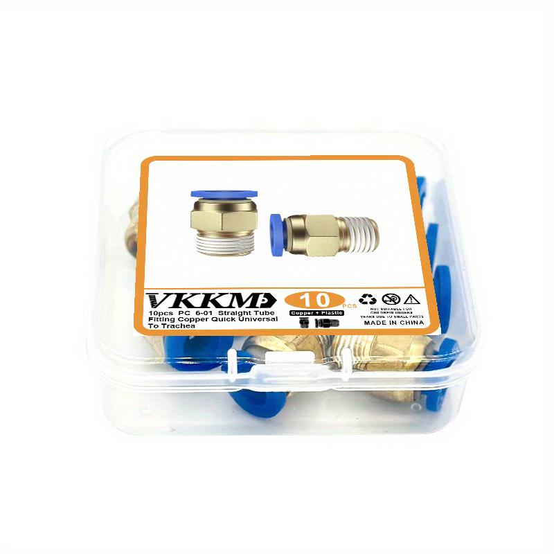 10 Pcs PC Pneumatic Quick Couplings, Copper Threaded Straight Air Hose Connectors, All-Copper Clamping Quick-Insert for Pneumati