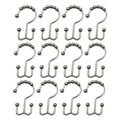 12 Pezzi Ganci per Tenda da Doccia in Metallo Ferro Inossidabile a Doppio Lato Anelli Ganci per Tenda da Bagno per Bagno