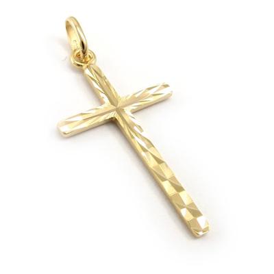 [K6324] - Gold Plated 'Cross' Pendant - 38x18 Mm