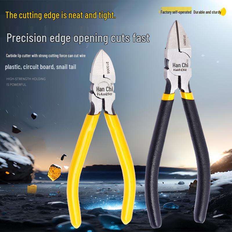

Industrial-Grade High-Hardness Diagonal Sprue Pliers for Electricians 5-inch Yellow Handle Cutters
