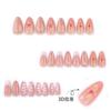 24pcs New Pink French Crocodile Pattern Manicure Removable Nail Sheet Glitter Powder Three-dimensional Flower Fake Nail Hot Stamping Wear Nail
