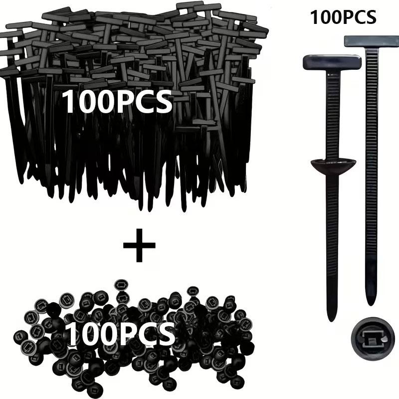 100pcs/bag Multi-functional Cable Tie with Threaded Fastener for Home Use Car Trunk Mudguard Fixing Tensioner Car Cable Ties