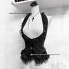 Women's Gothic Black Lace Halter Top: Slimming, Waist-Cinching, Sleeveless, Chic Dark Aesthetic