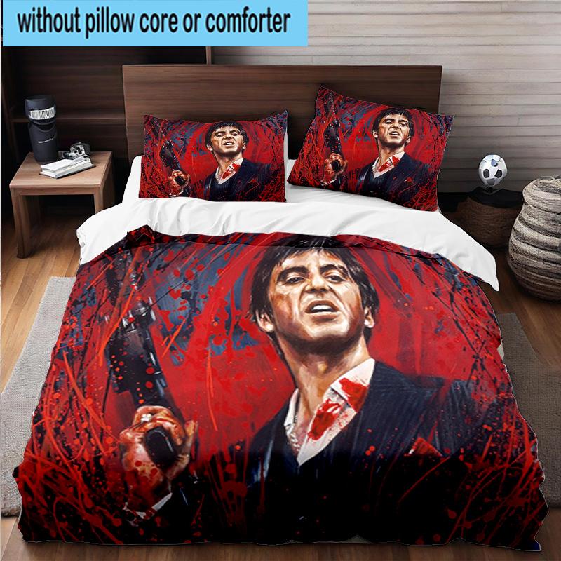 3PCS Scarface: Urban Art 3pcs Bedding,Including 3PCS Duvet Cover And 2pcs Pillowcases Perfect for Christmas,Ideal for Bedroom, Dormitory