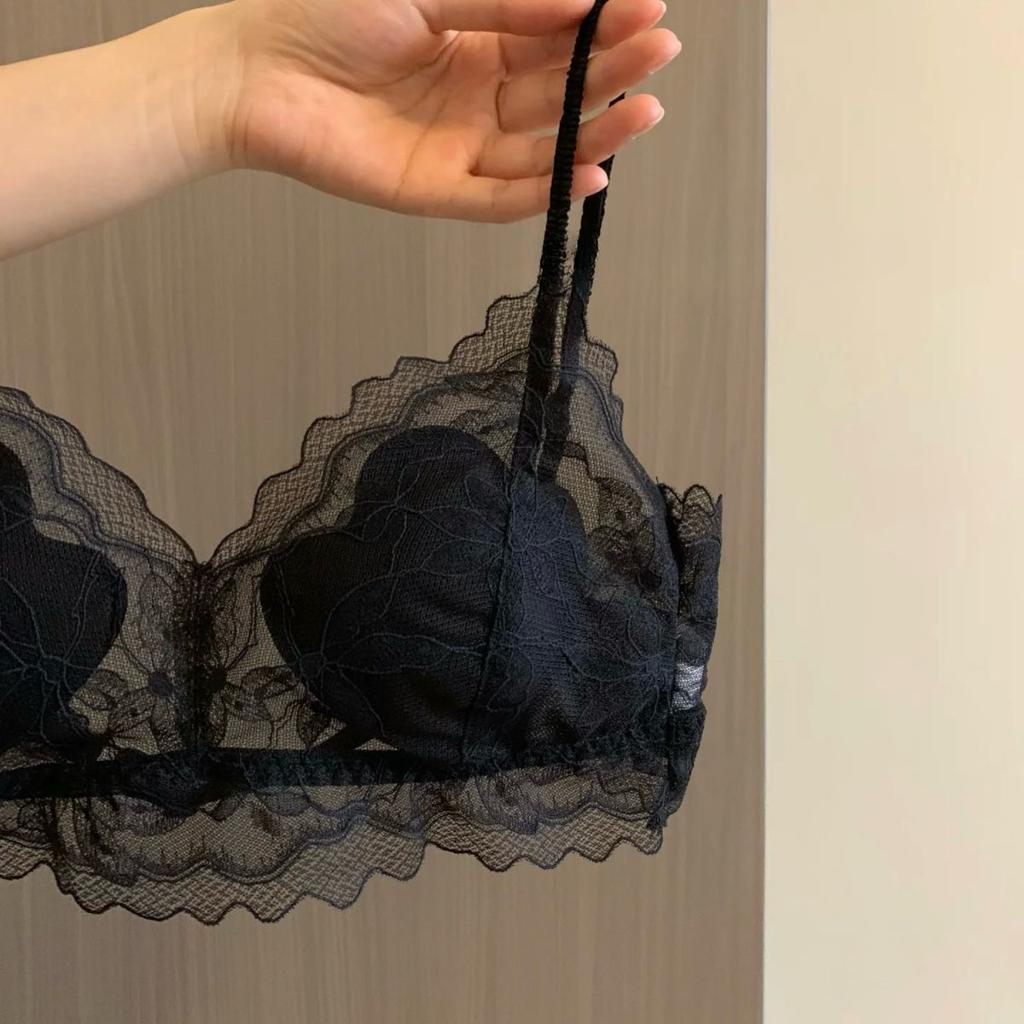 Backless French Lace Women's Thin Small Bust Push-Up Sexy Thin Strap Backless Bra