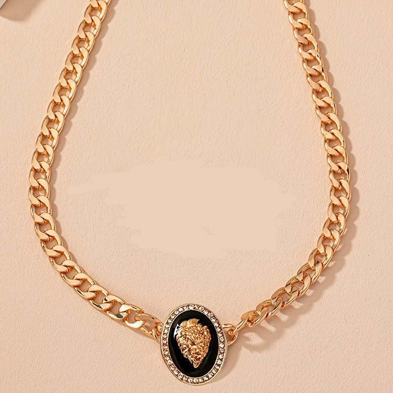 Комплект Модный Тисненый Голова Льва Универсальный Нишевый Премиальный Цепь