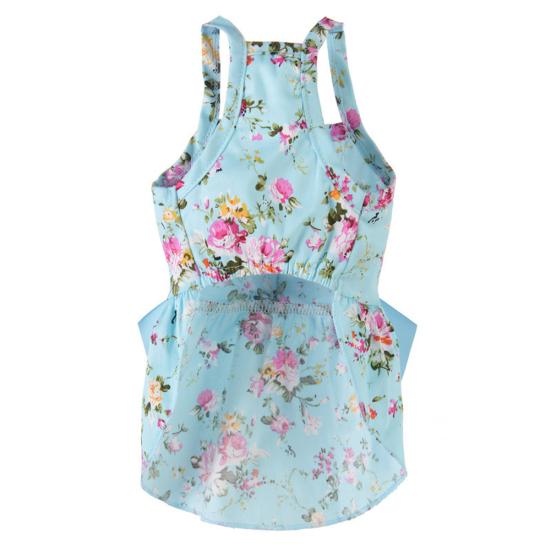 

Pet Clothes Super Soft Bow-knot Ornament Cotton Dog Floral Print Sling Dress Pet Garment Decor Pet Supplies S синий