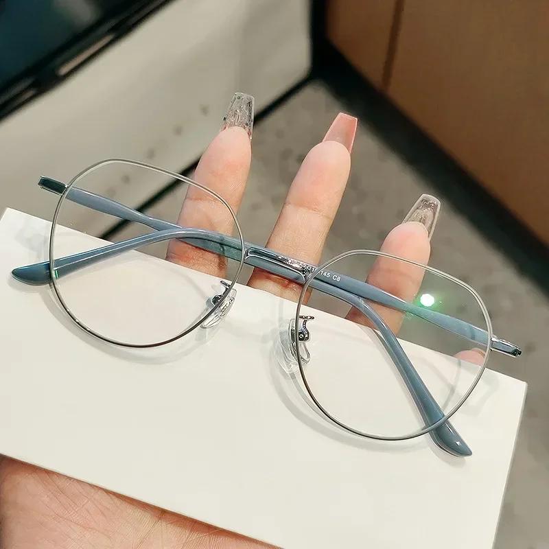 Oversized Round Frame Myopia Eyeglasses Fashion High Definition Near Sight Goggle Blue Light Blocking Eyewear 0-1.0-1.5-2.0-4.0