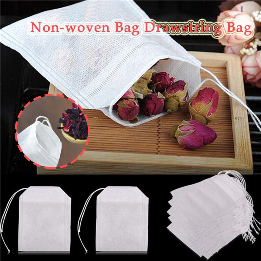 100 Pcs Empty Teabags String Heat Seal Filter Paper Herb Loose Tea Bag