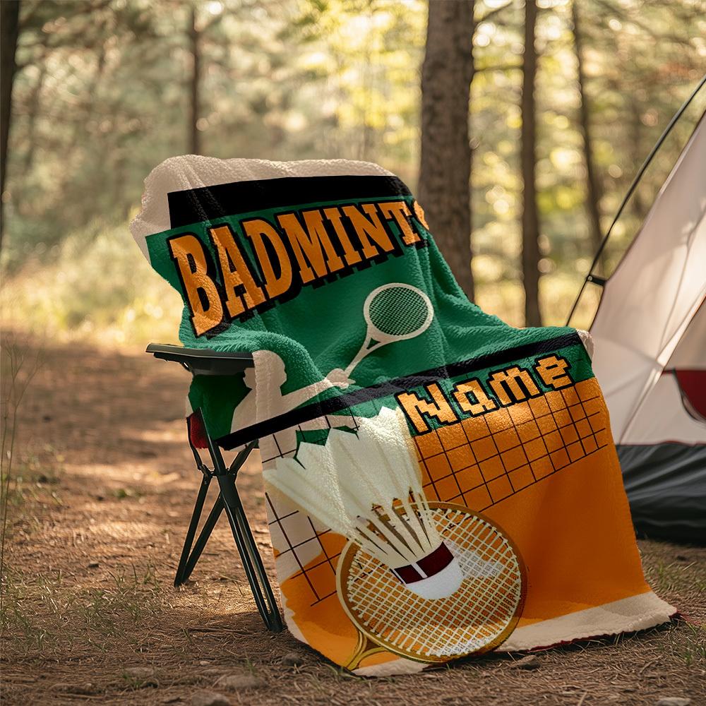Badminton Outdoor Customize Your Name Blanket Comfortable Soft Lightweight Allseason Multipurpose Blanket For Travel Camping Picnics Sofa Office Bed