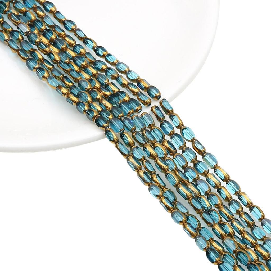 Oval Faceted Gold-Edged Glass Crystal Rice Beads for Jewelry Making