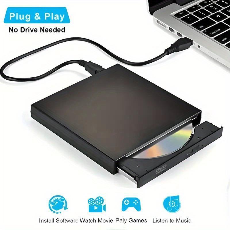 

Внешний DVD-привод USB 3.0, высокоскоростной CD/DVD-плеер, устройство чтения, записи, пишущий привод для ноутбуков и компьютеров - Plug and Play, совместим с Windows, Mac чёрный
