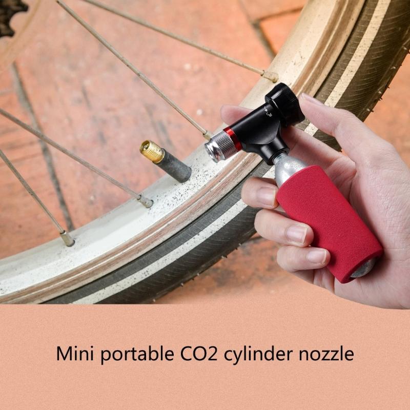 Portable CO2 Inflator Head Road Bike Tire Inflator CO2 Tyre Filler Air Pumps with Pressure Gauge & Insulated Sleeve