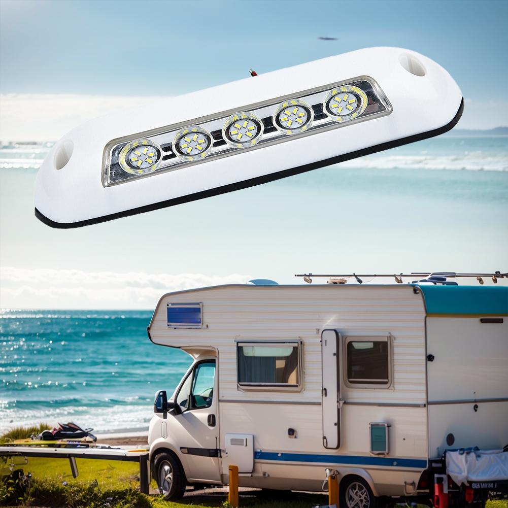 12V RV LED Awning Porch Light 6000K Waterproof RV Van Camper Exterior Lamp 8W Display Wide Lights 10LED Universal RV Accessories