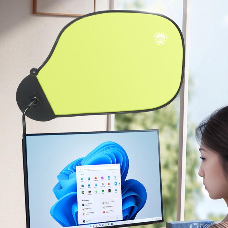 Adjustable Office Laptop Sun Shade with Clip UV Glare Reduction Sun Visor Heat Shield Foldable Computers Privacy Sunshader