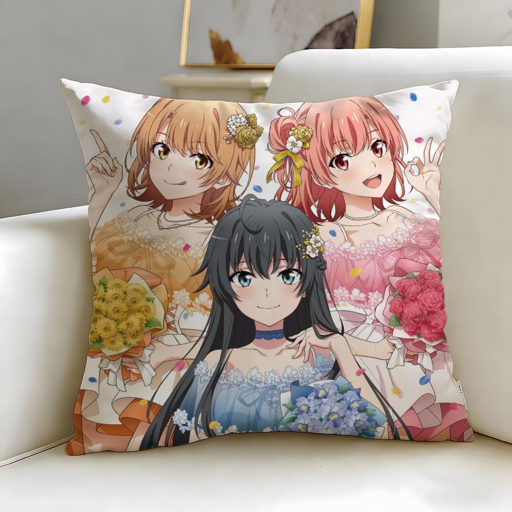 anime My Teen Romantic Comedy SNAFU Cushion Cover Soft & Easy-Wash Pillow Case – Versatile for Couch, Bed, Travel and Office