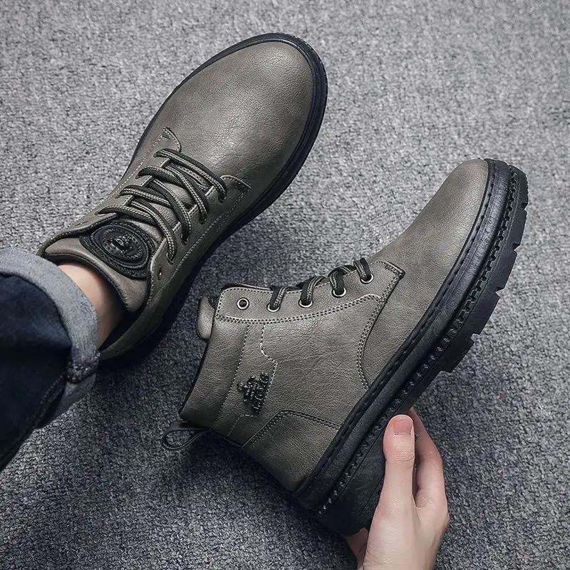 Fashion Trendy 2025 Male Shoes Leather Men's Boots Warm Winter Waterproof High Quality Classic Fashion Footwear Low Price Offers Cheap