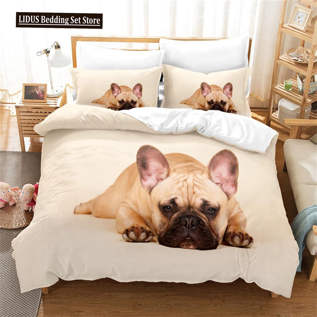English Bulldog Duvet Cover Puppy Resting On A Sofa Funny Animal Photography Canine Decorative Seal Brown White Brown For Adults