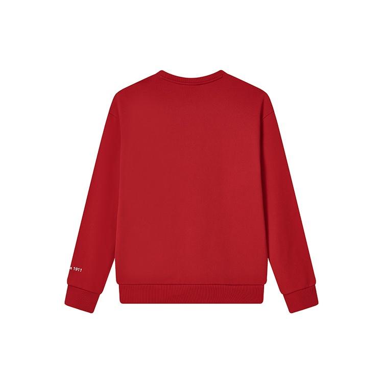 FILA Thickened And Fleece Lined Logo Casual Pullover Long Sleeved Sweatshirt Unisex Legend Red F51U249299FRD
