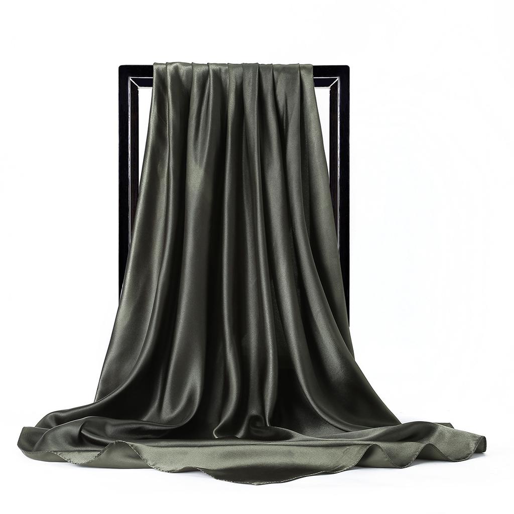 Luxury Brand Silk Scarf Women Satin Solid Color Hijab Scarves Muslim Pareo Bandana Female Shawl Wrap Headband Foulard 90*90cm