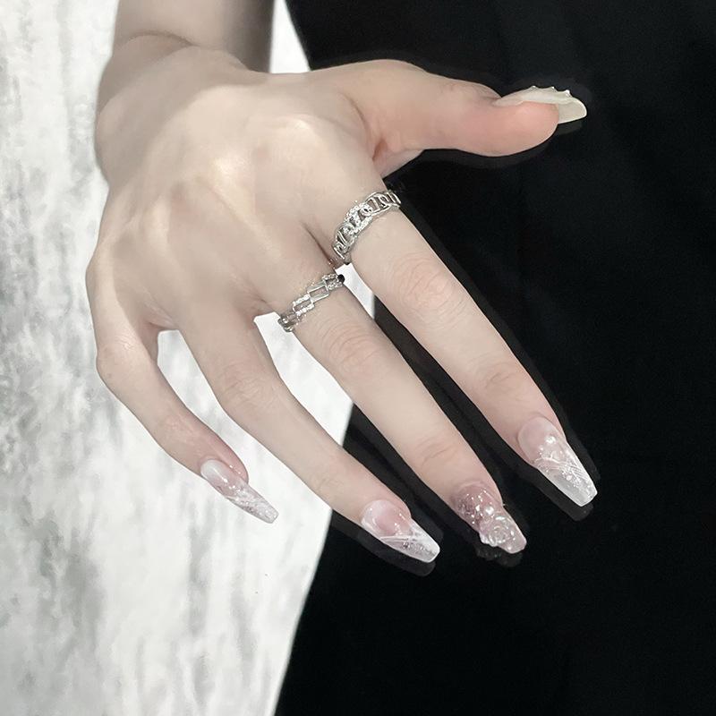 Pig Nose Inlaid With Zircon Full Diamond Ring, Woman'S Cold Wind, High Sense Of Fashion, Trendy Open Index Finger Ring