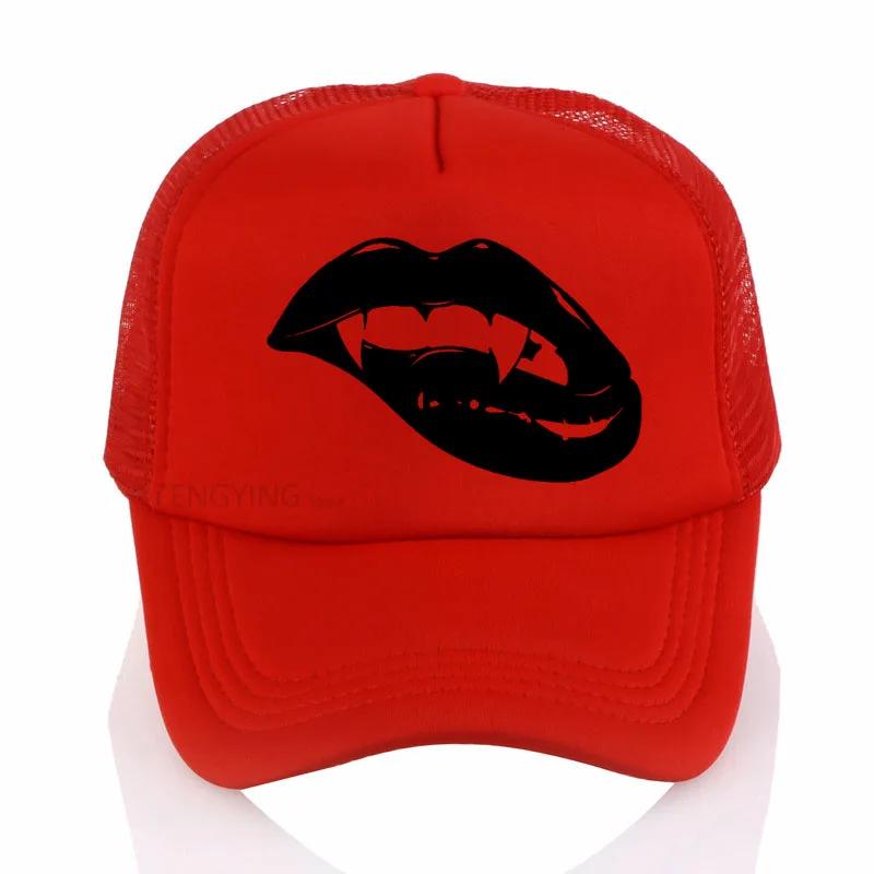 Fashion Sharp Monster Mouth Kiss Vampire Lips teeth baseball cap fashion summer mesh trucker caps Adjustable sports Snapback hat