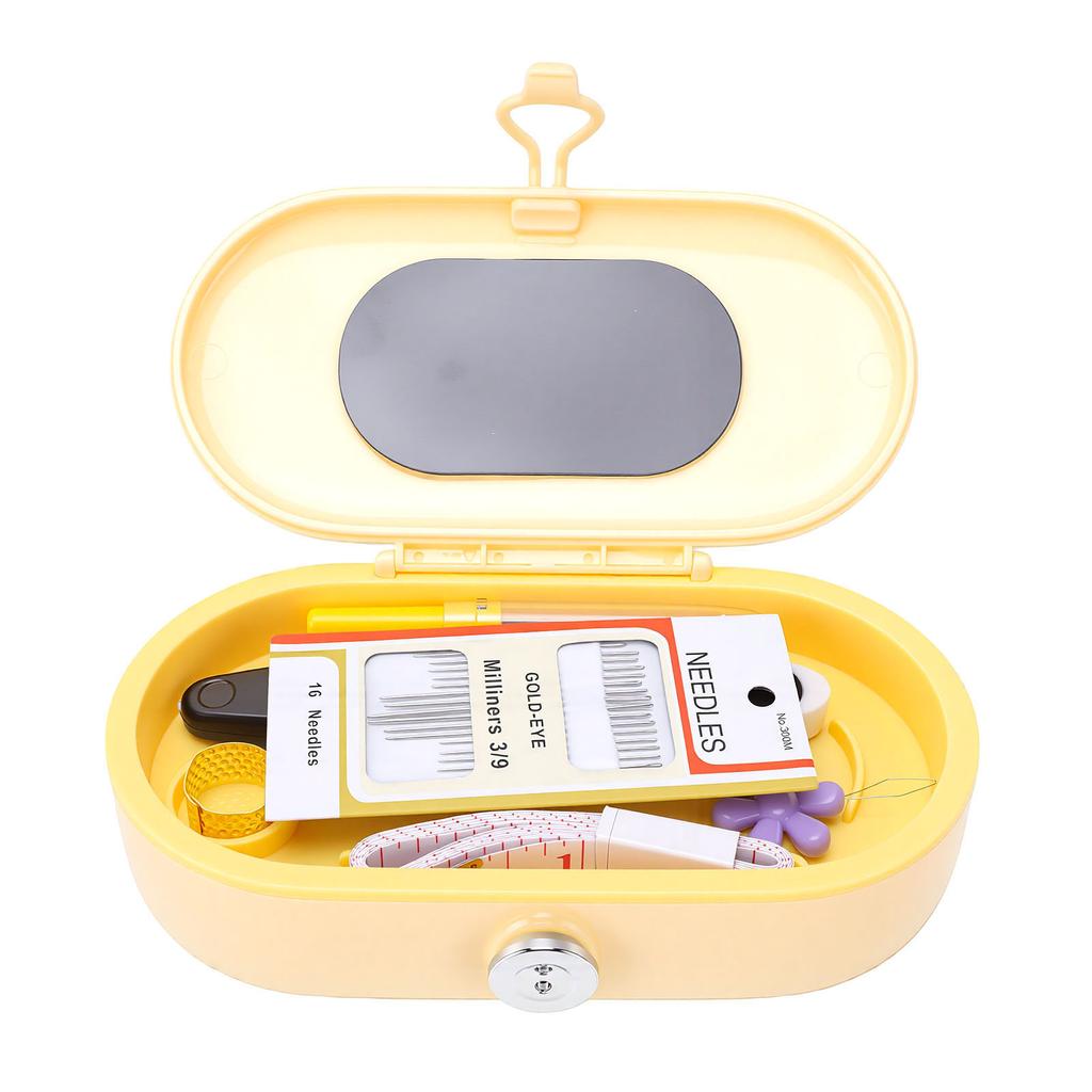 Sewing Tools Set Portable Needle and Thread Set Compact Sewing Tools Box for Home Cream Yellow