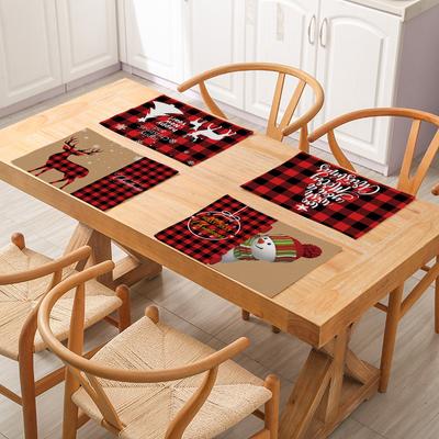 Christmas Snowman Elk Waterproof Table Mat Home Dining Table Western Food Insulation Mat Party Decoration